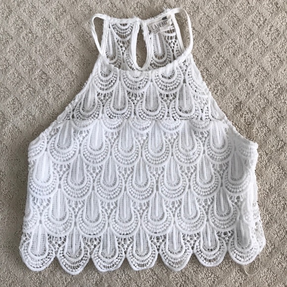 LA Hearts White Crochet Crop Top - Picture 1 of 3